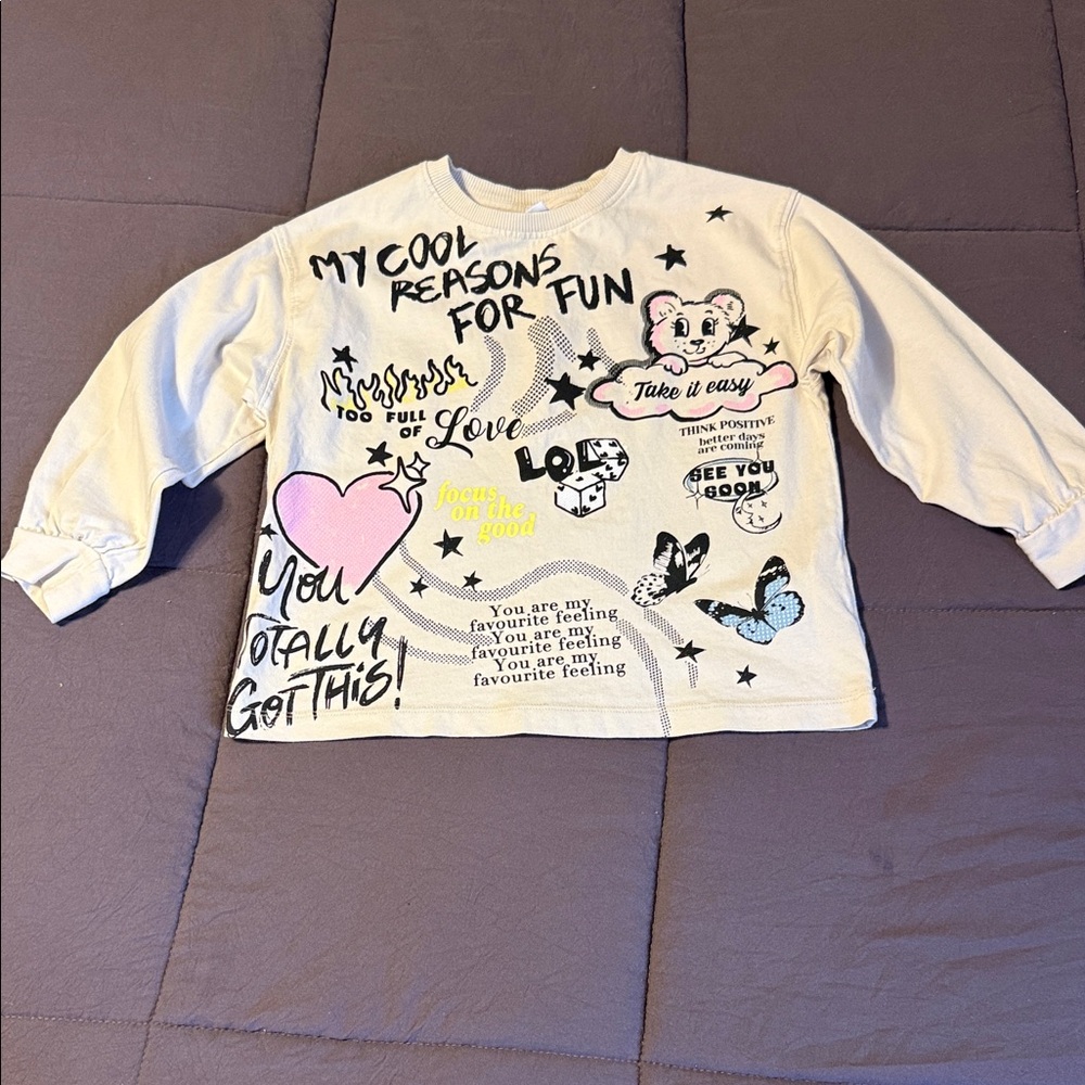 Zara graphic long sleeve top